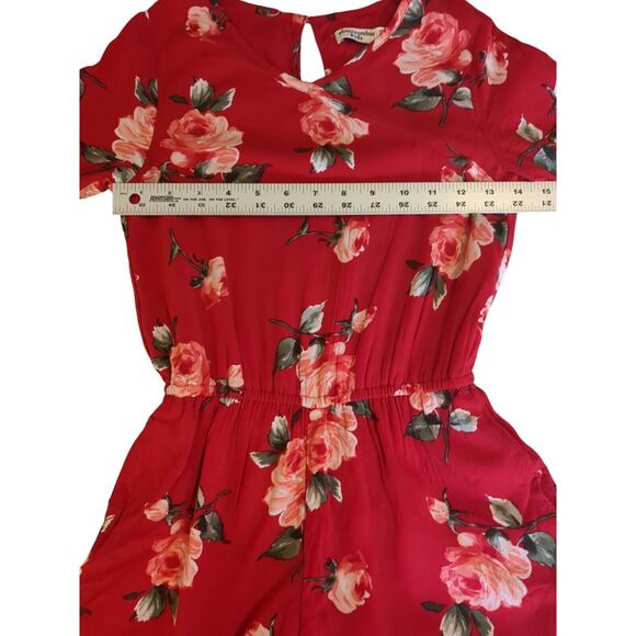 Abercrombie Kids Red Floral One-Piece Romper Long Sleeve Size 11/12 - Picture 7 of 10